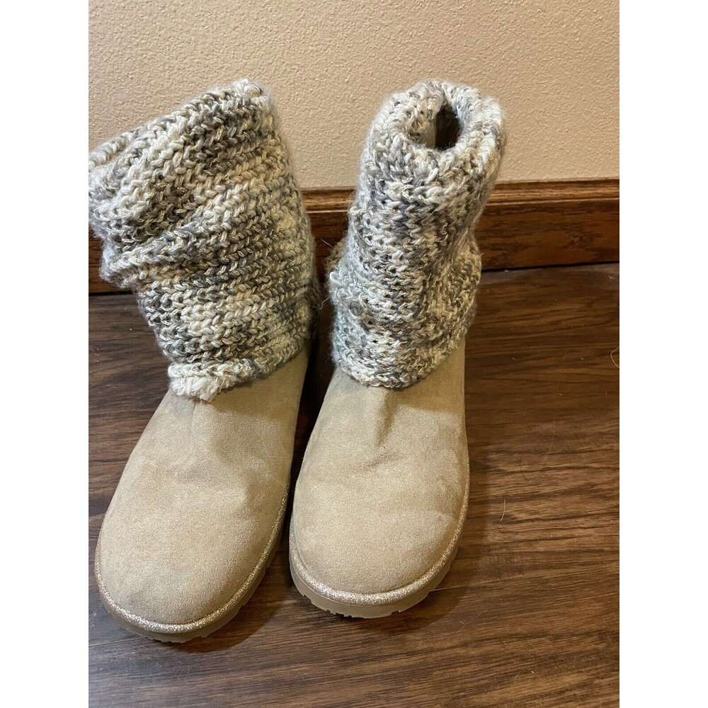 Makalu Booties Tan Suede Crochet Top Size 5